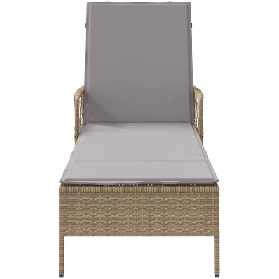 Solstol Beige och ljusgrå PE Rattan Hopfällbar vidaXL 157 x 55 x 92 cm – bild 6