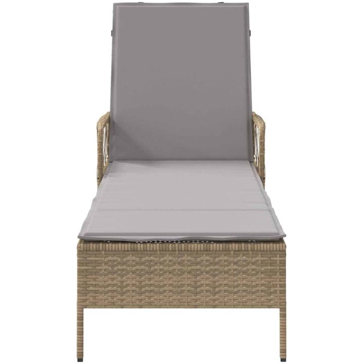 Solstol Beige och ljusgrå PE Rattan Hopfällbar vidaXL 157 x 55 x 92 cm – bild 6