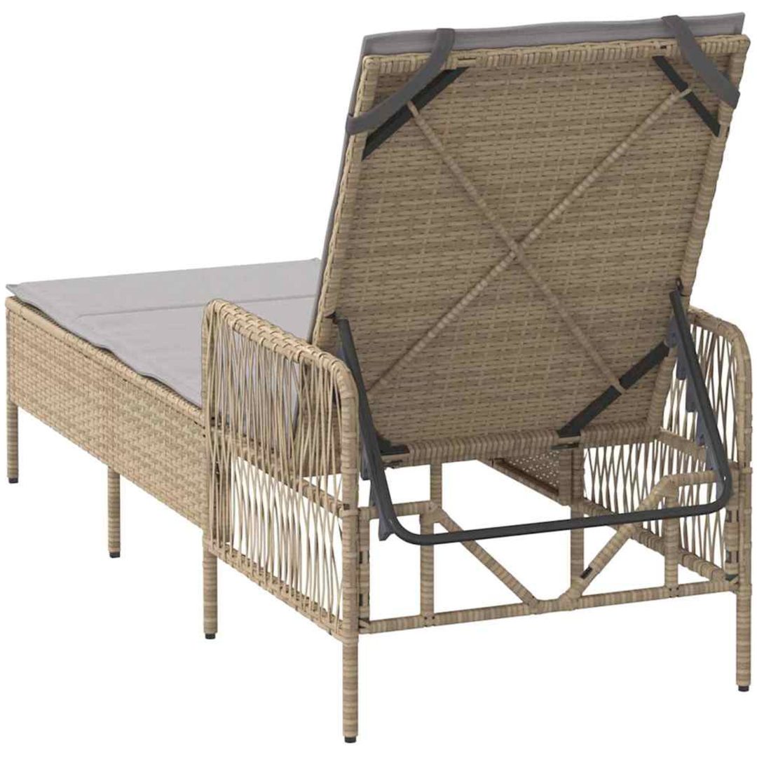 Solstol Beige och ljusgrå PE Rattan Hopfällbar vidaXL 157 x 55 x 92 cm – bild 8