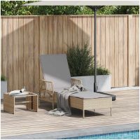 Solstol Beige och ljusgrå PE Rattan Hopfällbar vidaXL