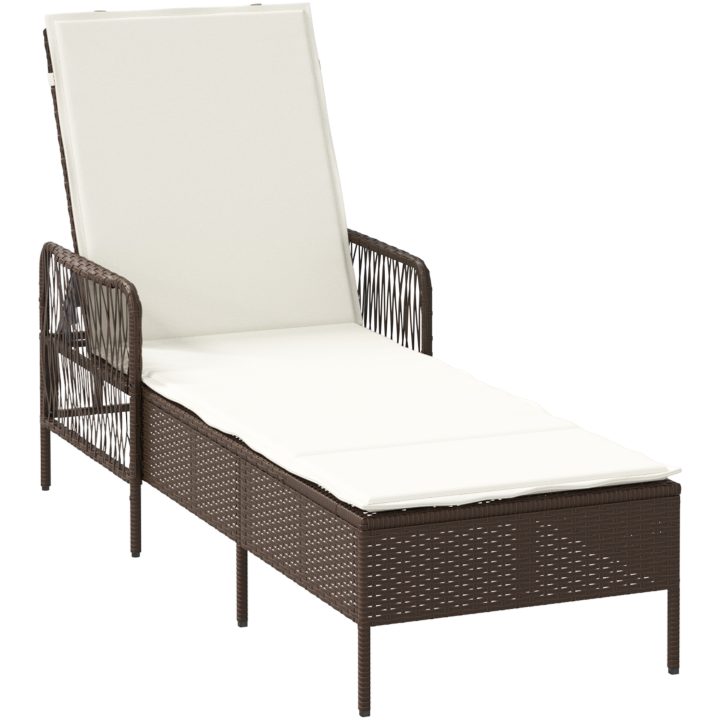 solstol Brun och gräddvit PE Rattan Vikbar vidaXL 157 x 55 x 92 cm – bild 2