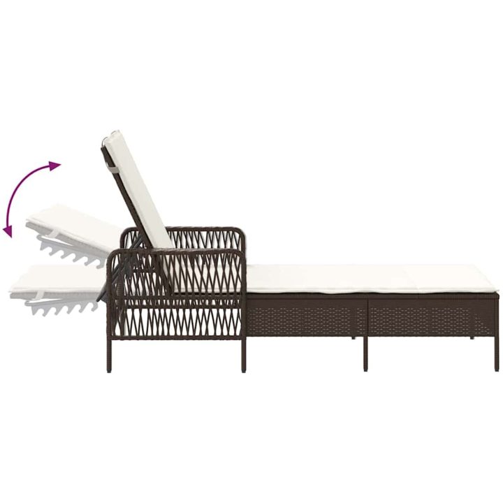 solstol Brun och gräddvit PE Rattan Vikbar vidaXL 157 x 55 x 92 cm – bild 11