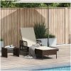 solstol Brun och gräddvit PE Rattan Vikbar vidaXL 157 x 55 x 92 cm – miniatyr 3