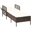 solstol Brun och gräddvit PE Rattan Vikbar vidaXL 157 x 55 x 92 cm – miniatyr 4