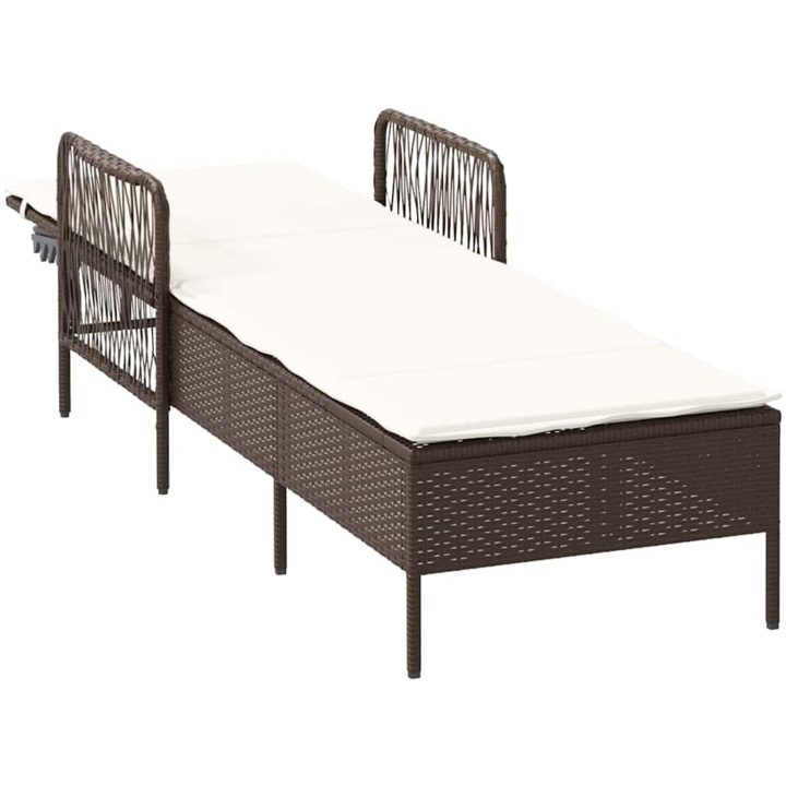 solstol Brun och gräddvit PE Rattan Vikbar vidaXL 157 x 55 x 92 cm – bild 4
