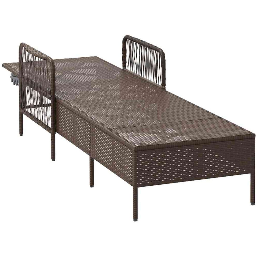 solstol Brun och gräddvit PE Rattan Vikbar vidaXL 157 x 55 x 92 cm – bild 5