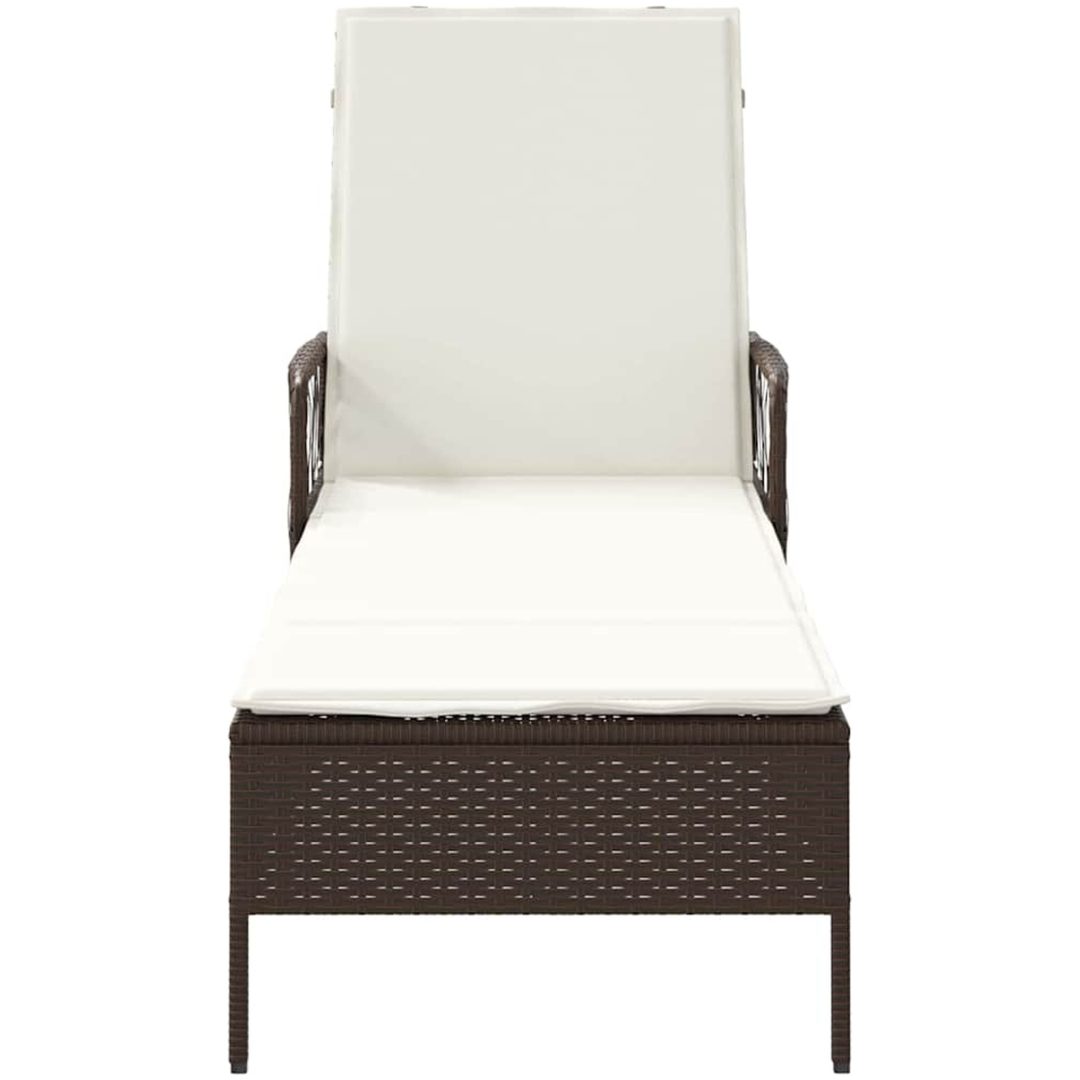 solstol Brun och gräddvit PE Rattan Vikbar vidaXL 157 x 55 x 92 cm – bild 6