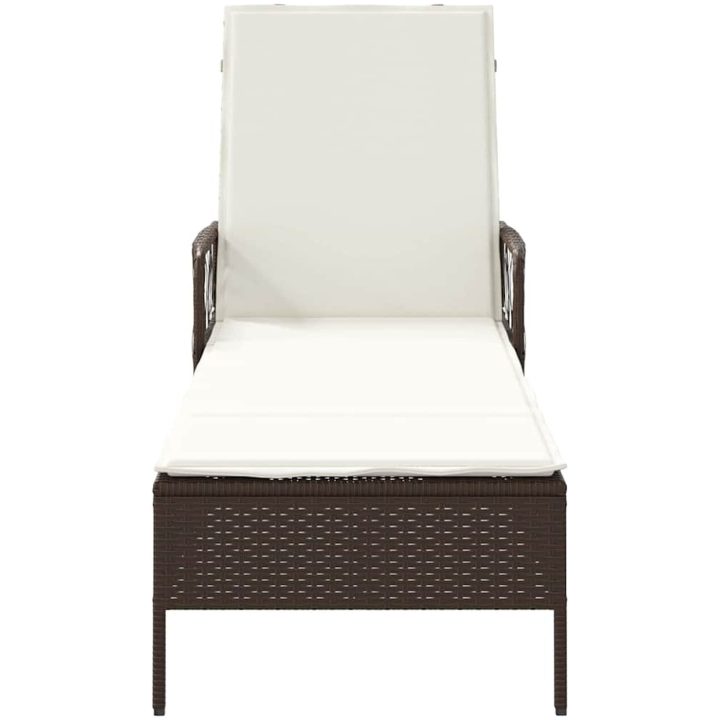 solstol Brun och gräddvit PE Rattan Vikbar vidaXL 157 x 55 x 92 cm – bild 6