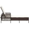 solstol Brun och gräddvit PE Rattan Vikbar vidaXL 157 x 55 x 92 cm – miniatyr 7