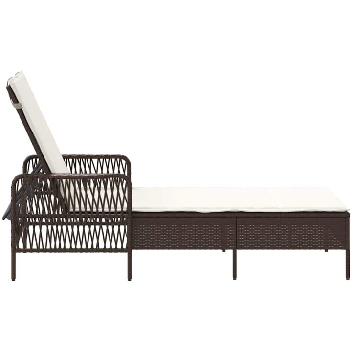 solstol Brun och gräddvit PE Rattan Vikbar vidaXL 157 x 55 x 92 cm – bild 7