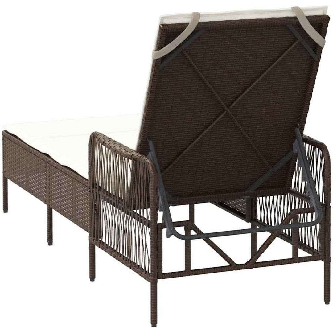 solstol Brun och gräddvit PE Rattan Vikbar vidaXL 157 x 55 x 92 cm – bild 8