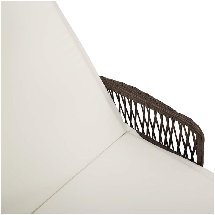 solstol Brun och gräddvit PE Rattan Vikbar vidaXL 157 x 55 x 92 cm – bild 9