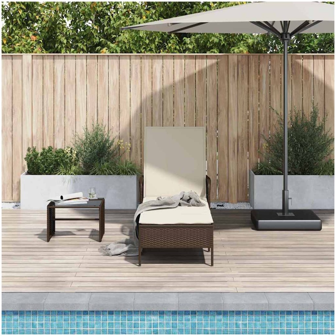 solstol Brun och gräddvit PE Rattan Vikbar vidaXL 157 x 55 x 92 cm
