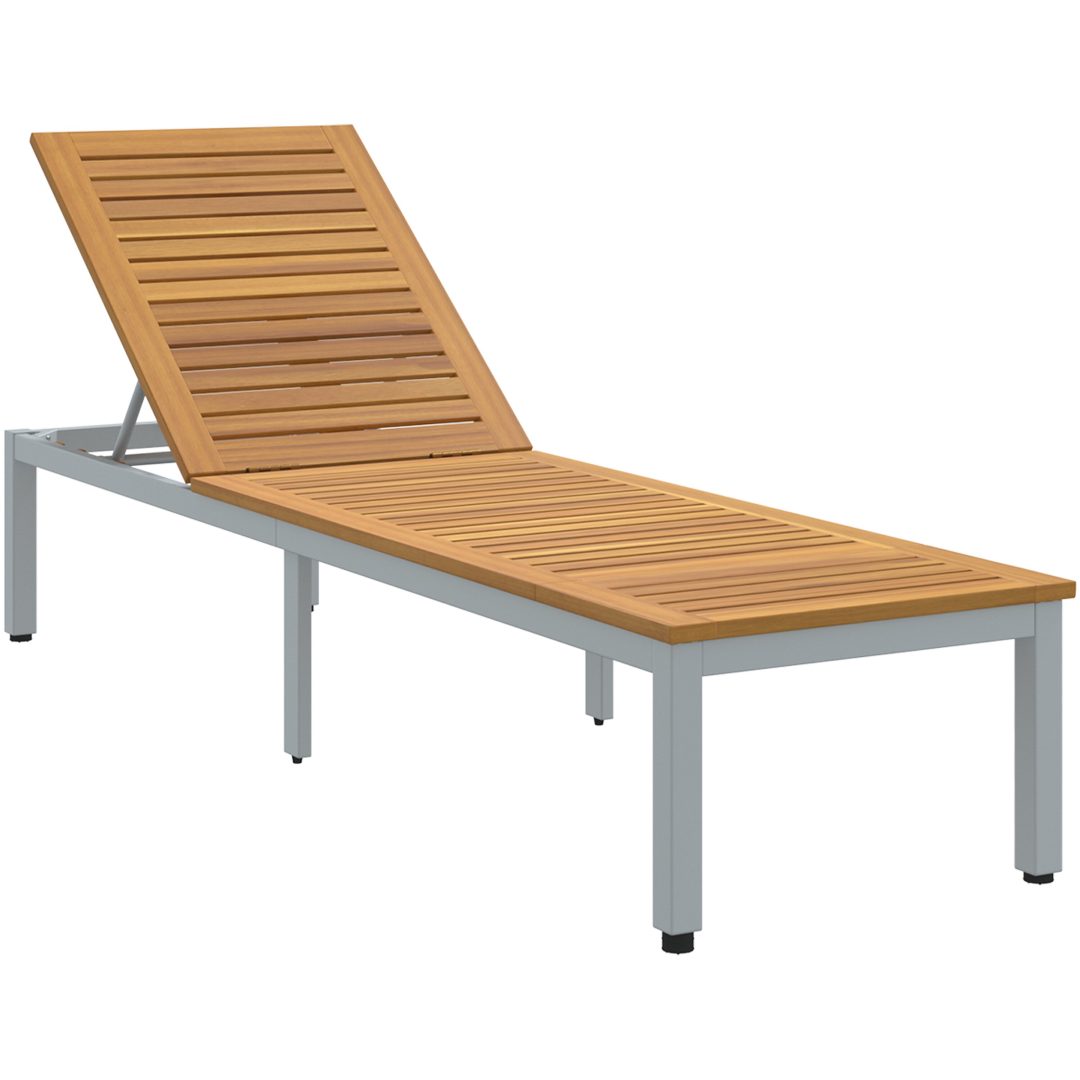 Solstol Grå 200x55x35 cm Massivt Akacia vidaXL 90 x 190 cm – bild 2