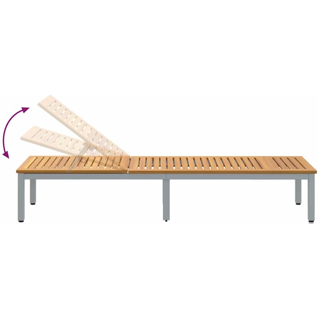 Solstol Grå 200x55x35 cm Massivt Akacia vidaXL 90 x 190 cm – bild 12
