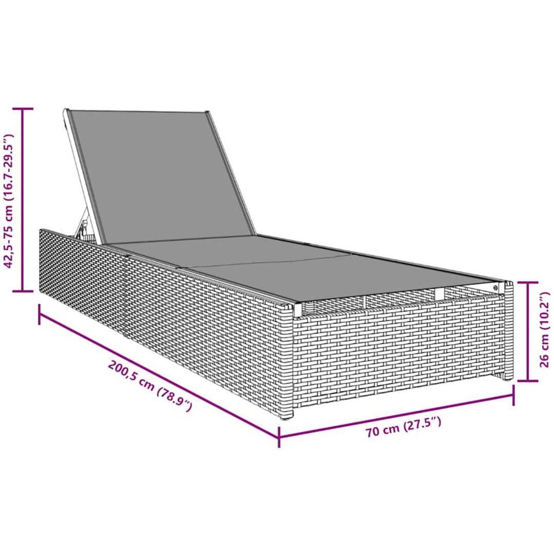 Solstol Grå 60x200x27 cm Konstrotting vidaXL 69 x 200 x 27 cm – bild 7