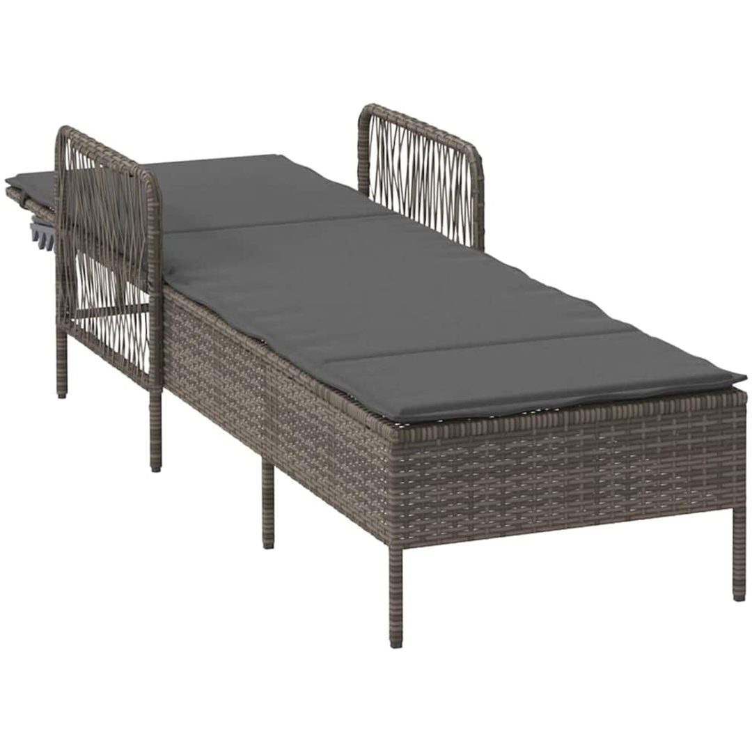 Solstol Grå och mörk grå PE Rattan Solstol vidaXL 157 x 55 x 92 cm – bild 4