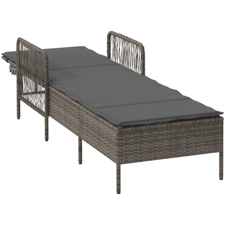 Solstol Grå och mörk grå PE Rattan Solstol vidaXL 157 x 55 x 92 cm – bild 4