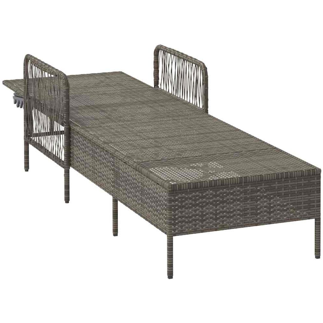 Solstol Grå och mörk grå PE Rattan Solstol vidaXL 157 x 55 x 92 cm – bild 5
