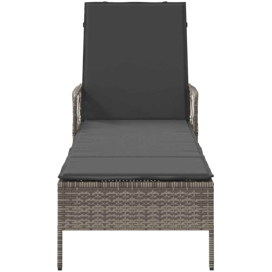 Solstol Grå och mörk grå PE Rattan Solstol vidaXL 157 x 55 x 92 cm – bild 6