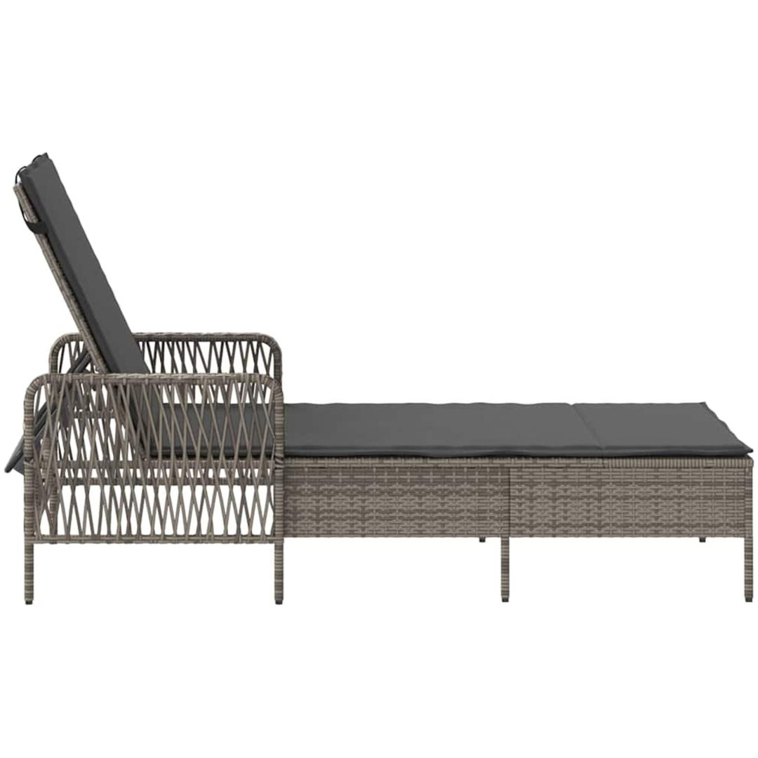 Solstol Grå och mörk grå PE Rattan Solstol vidaXL 157 x 55 x 92 cm – bild 7
