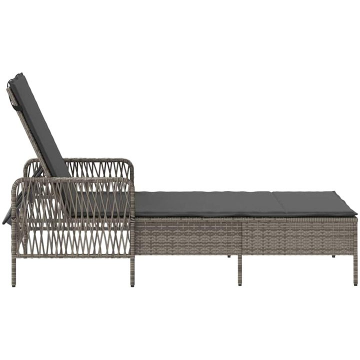 Solstol Grå och mörk grå PE Rattan Solstol vidaXL 157 x 55 x 92 cm – bild 7