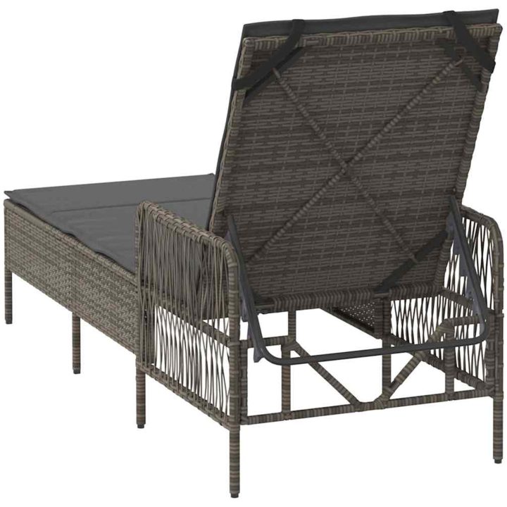 Solstol Grå och mörk grå PE Rattan Solstol vidaXL 157 x 55 x 92 cm – bild 8