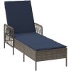 Solstol Grå PE Rattan Fällbar Solstol vidaXL 157 x 55 x 92 cm – miniatyr 2
