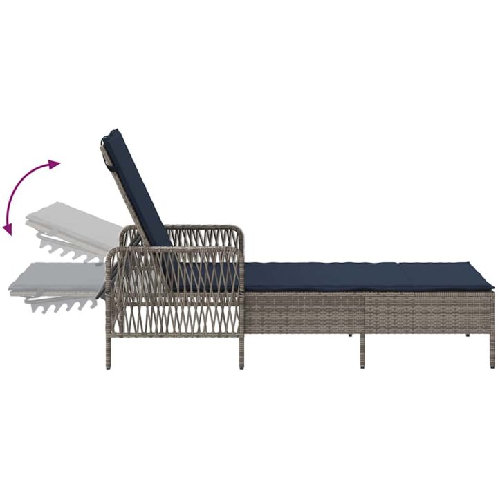 Solstol Grå PE Rattan Fällbar Solstol vidaXL 157 x 55 x 92 cm – bild 11