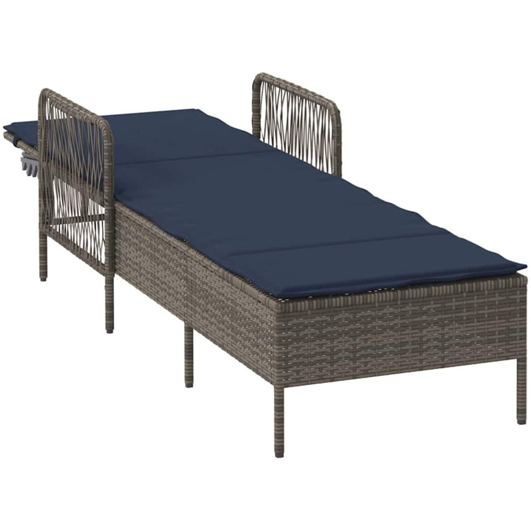Solstol Grå PE Rattan Fällbar Solstol vidaXL 157 x 55 x 92 cm – bild 4