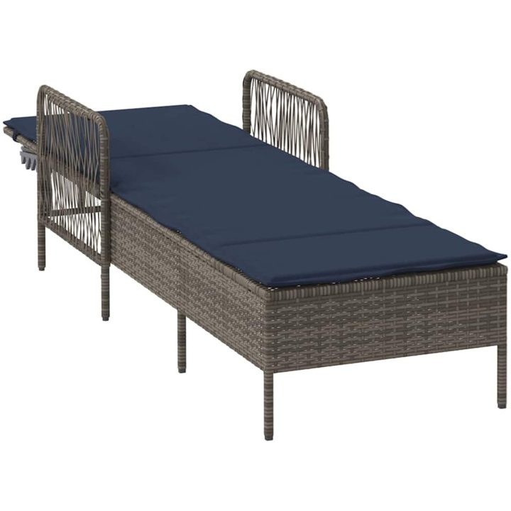 Solstol Grå PE Rattan Fällbar Solstol vidaXL 157 x 55 x 92 cm – bild 4