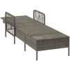 Solstol Grå PE Rattan Fällbar Solstol vidaXL 157 x 55 x 92 cm – miniatyr 5