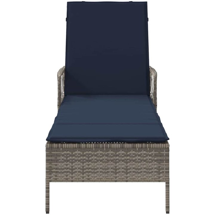 Solstol Grå PE Rattan Fällbar Solstol vidaXL 157 x 55 x 92 cm – bild 6