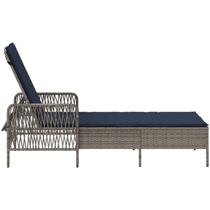 Solstol Grå PE Rattan Fällbar Solstol vidaXL 157 x 55 x 92 cm – bild 7