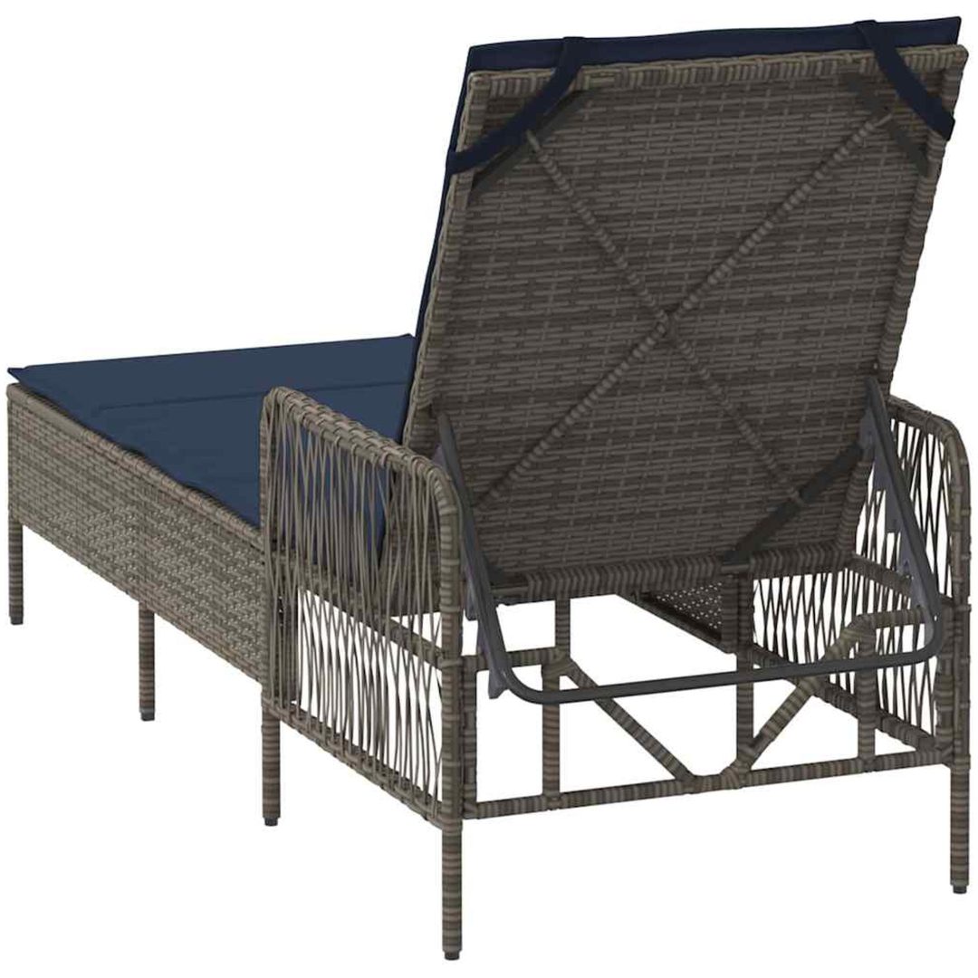 Solstol Grå PE Rattan Fällbar Solstol vidaXL 157 x 55 x 92 cm – bild 8