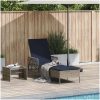 Solstol Grå PE Rattan Fällbar Solstol vidaXL 157 x 55 x 92 cm – miniatyr 1