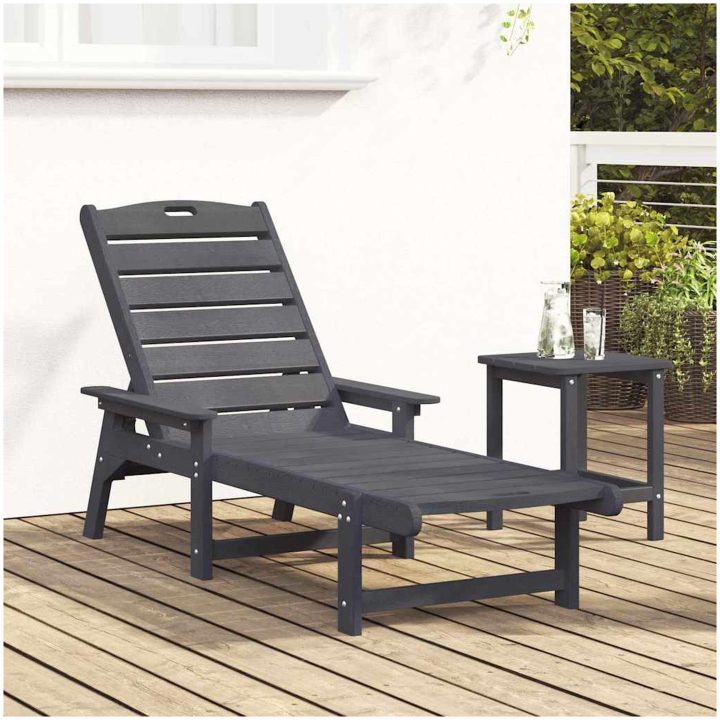 Solstol Ljusgrå 53x162x98.5 cm HDPE vidaXL 53 x 195.5 x 98.5 cm – bild 3