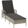 Solstol Ljusgrå PE Rattan Fällbar Solstol vidaXL 157 x 55 x 92 cm – miniatyr 2