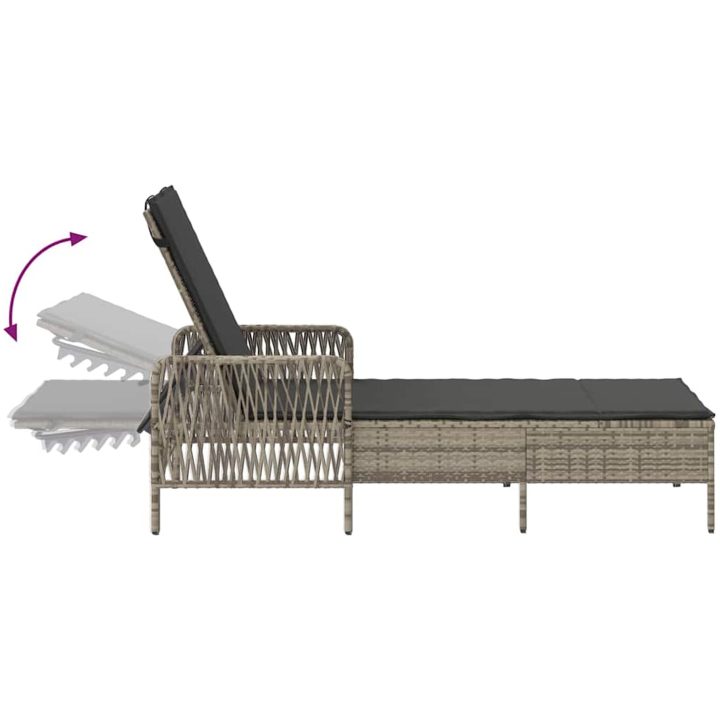 Solstol Ljusgrå PE Rattan Fällbar Solstol vidaXL 157 x 55 x 92 cm – bild 11
