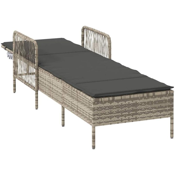 Solstol Ljusgrå PE Rattan Fällbar Solstol vidaXL 157 x 55 x 92 cm – bild 4