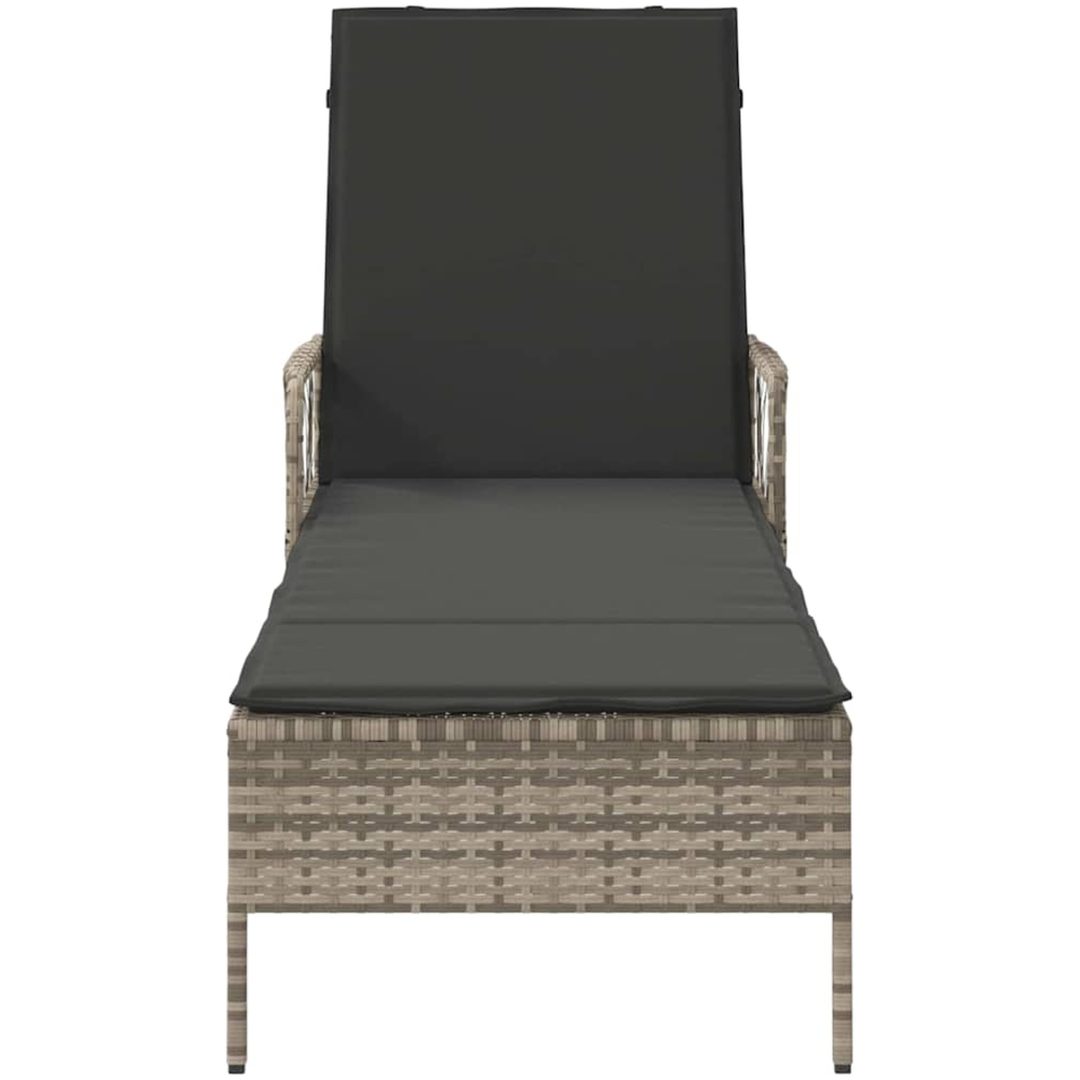 Solstol Ljusgrå PE Rattan Fällbar Solstol vidaXL 157 x 55 x 92 cm – bild 6