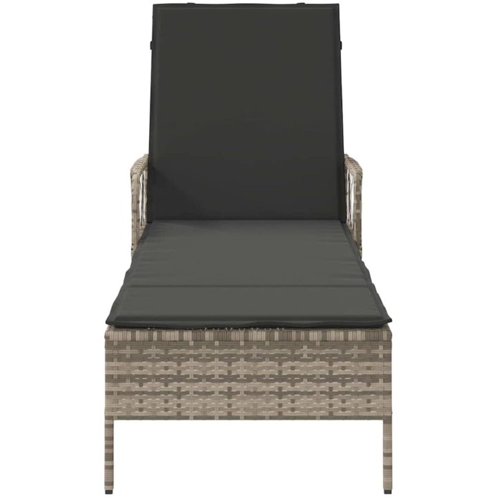 Solstol Ljusgrå PE Rattan Fällbar Solstol vidaXL 157 x 55 x 92 cm – bild 6