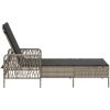 Solstol Ljusgrå PE Rattan Fällbar Solstol vidaXL 157 x 55 x 92 cm – miniatyr 7
