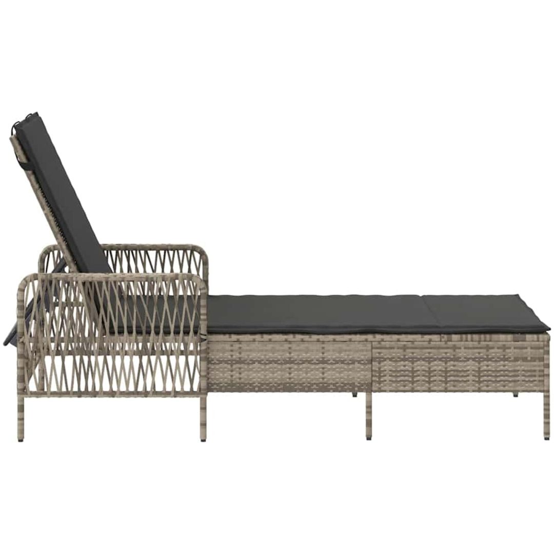 Solstol Ljusgrå PE Rattan Fällbar Solstol vidaXL 157 x 55 x 92 cm – bild 7