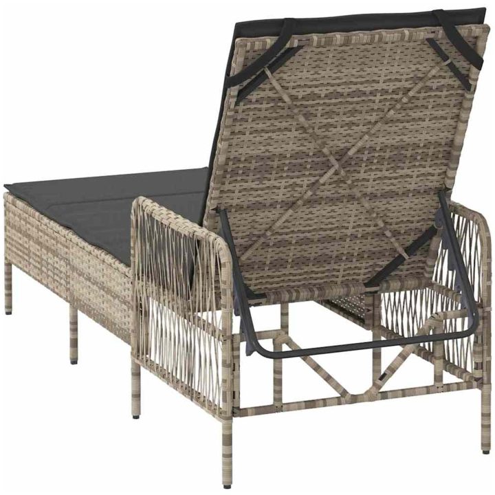 Solstol Ljusgrå PE Rattan Fällbar Solstol vidaXL 157 x 55 x 92 cm – bild 8
