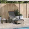 Solstol Ljusgrå PE Rattan Fällbar Solstol vidaXL 157 x 55 x 92 cm – miniatyr 1