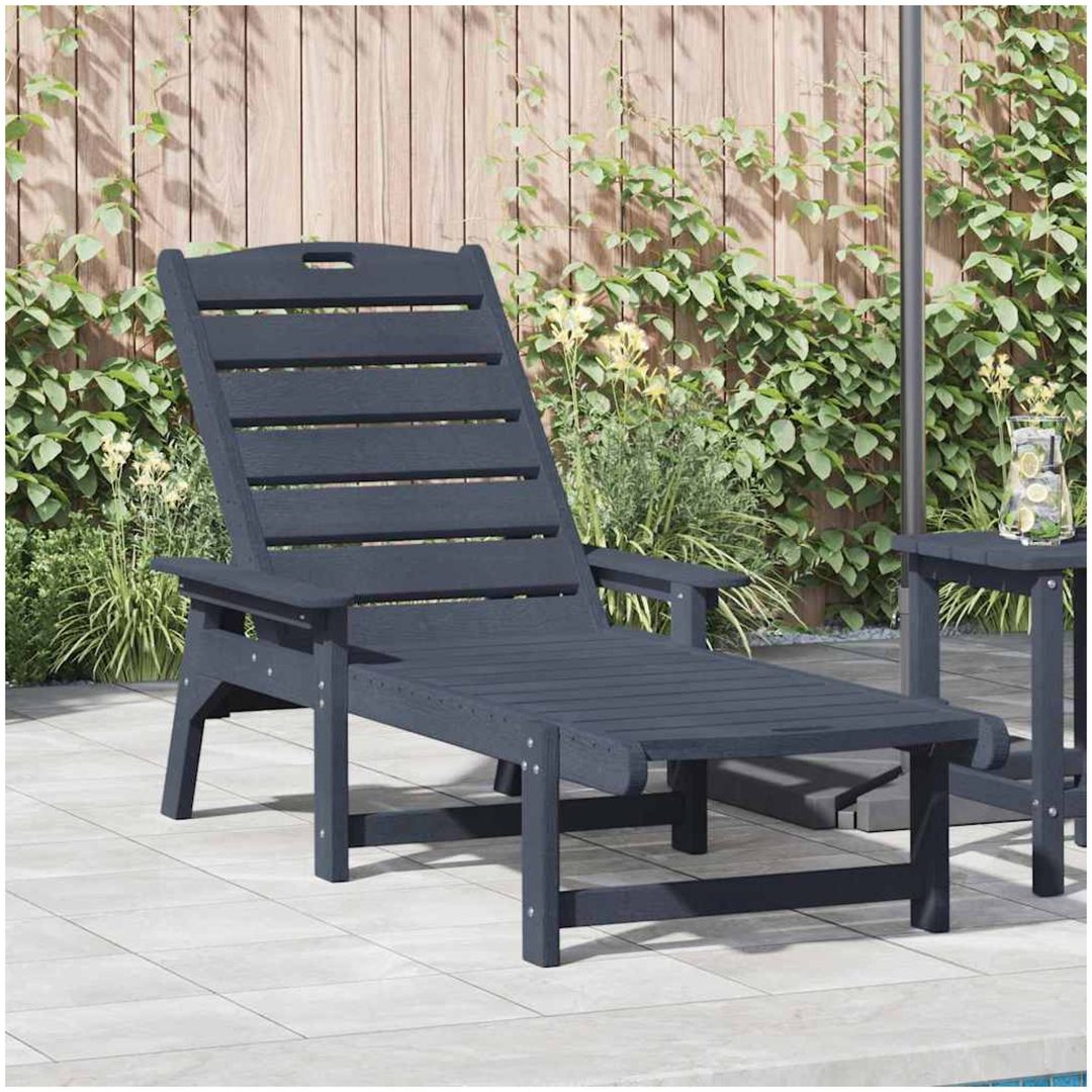 Solstol Marinblå 53x162x98.5 cm HDPE vidaXL 53 x 195.5 x 98.5 cm