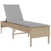 Solstol med dyna beige 55x200x44cm konstrotting vidaXL – miniatyr 2