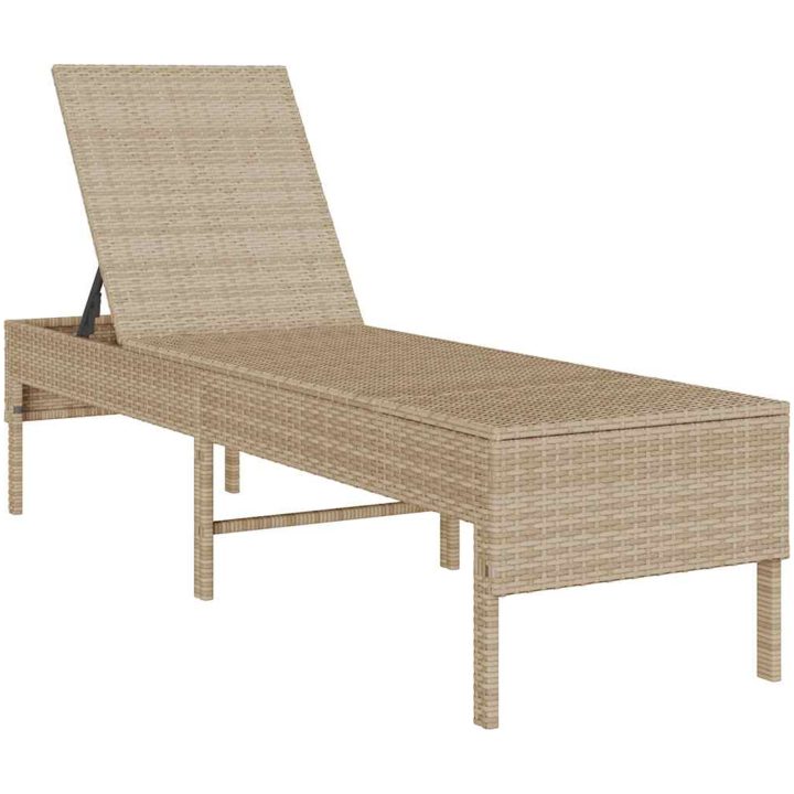 Solstol med dyna beige 55x200x44cm konstrotting vidaXL – bild 4