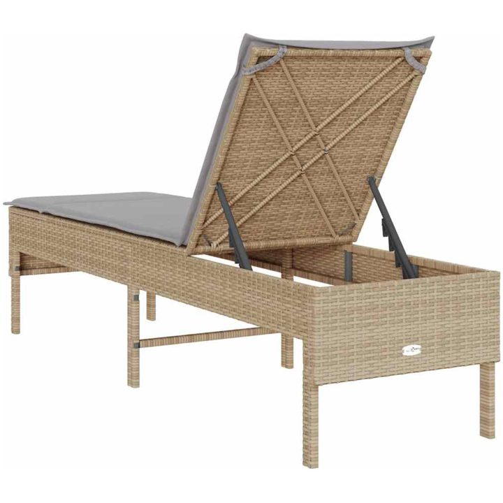Solstol med dyna beige 55x200x44cm konstrotting vidaXL – bild 7